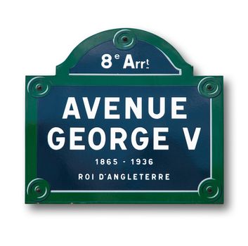 an Original plaque Street of Paris on white background
