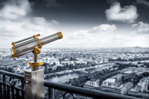 a Panoramic view of Paris from the Eiffel Tower