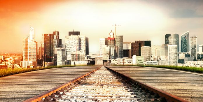 view of Skyline of Paris from the railroad