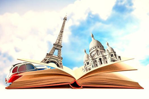 Open Book with monuments of Paris
