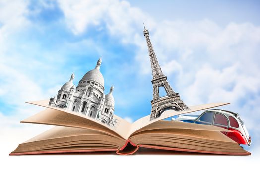 Open Book with monuments of Paris
