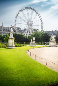 the View of the Ferris wheel in Paris