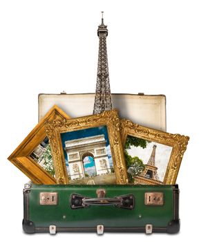 pictures of Paris in a suitcase