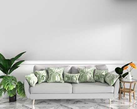 tropical design,armchair,plant,cabinet on granite floor and white background.3d rendering	