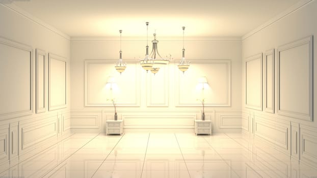 Luxury Scandinavian style room classic wall interior .3D rendering