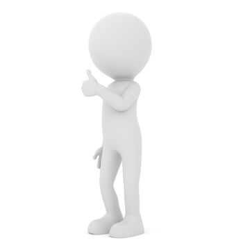 Man showing positive thumb up - human people character. 3D rendering