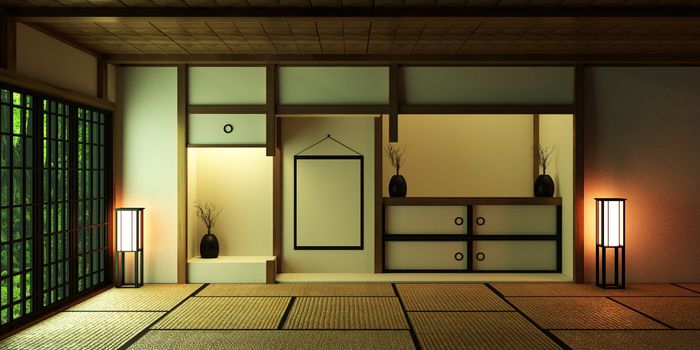 Room Design Japanese-style. 3D rendering