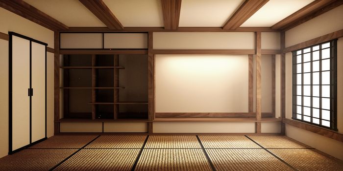 mock up, Japanese empty room tatami mat Designing the most beautiful. 3D rendering