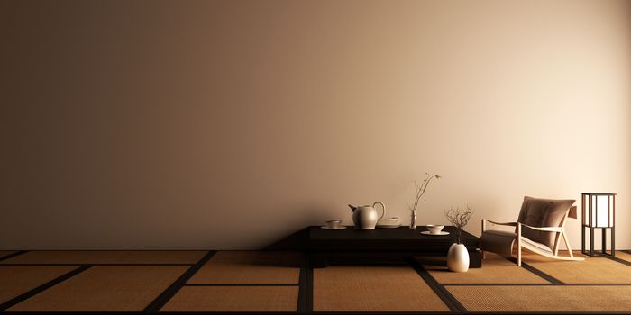 Mock up, Designed specifically in Japanese style, empty room. 3D rendering