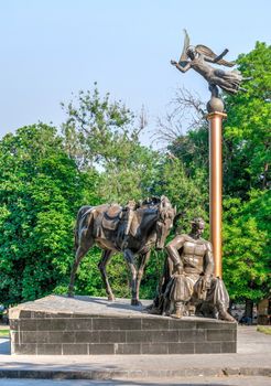 Odessa, Ukraine - 05.24.2019. Monument to Ataman Anton Golovaty in Odessa, on a sunny day