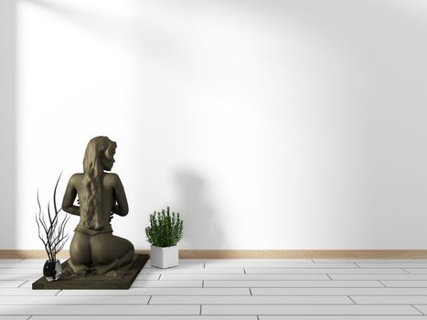 empty white room interior. 3d rendering