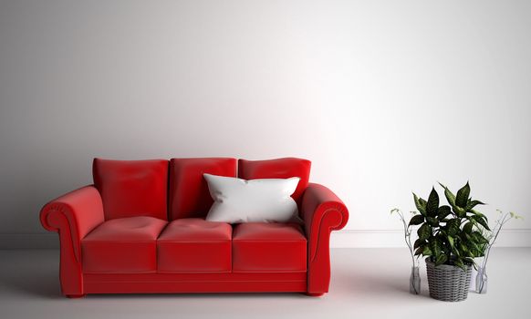 Room and a sofa with space for your content. 3d rendering