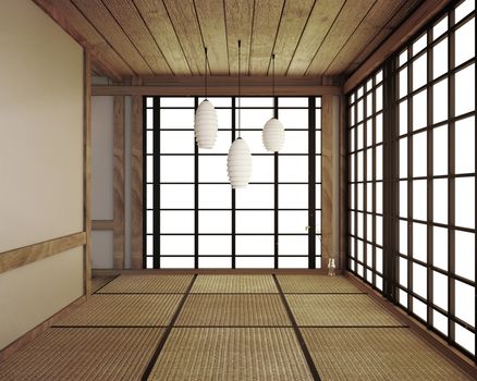 Empty room japanese style. 3D rendering