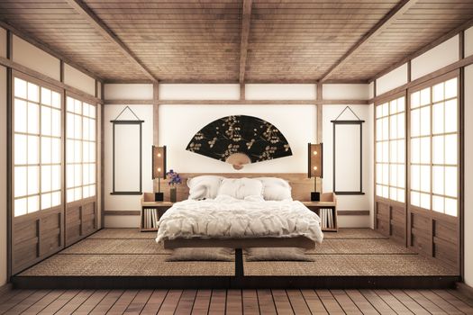 luxury zen style bedroom. 3D rednering