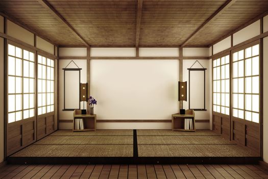 Empty room japanese style. 3D rendering
