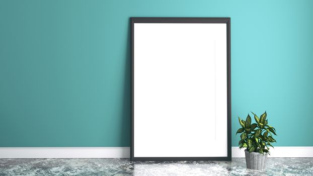 White picture frame. 3D rendering
