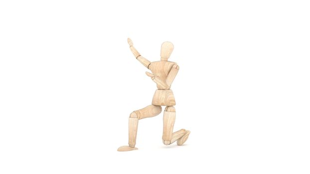 Stand Wooden Dummy. 3D rendering