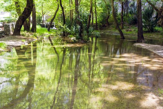 A small pond in the city of Livadeia - Greece.