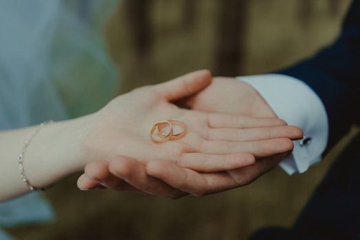 Beautiful two golden wedding rings. Made of highest quality material