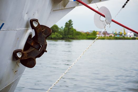 Moored sailing ships in Szczecin at The Chrobry Embankment area