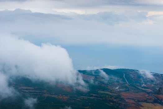 the valley and the sea under the clouds, the view from the height