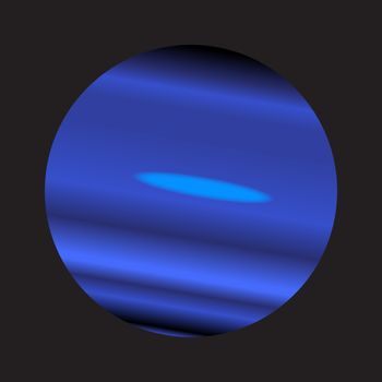 A representation of the planet Neptune over a black background
