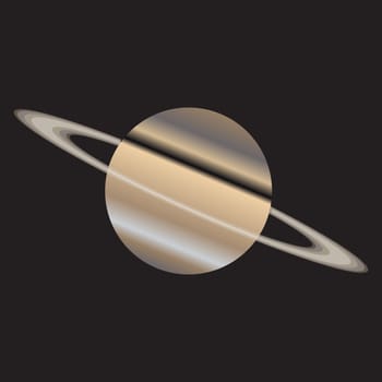 A representation of the planet Saturn with rings over a black background