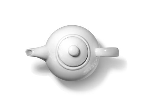 White teapot on white background.