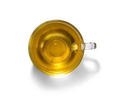 Tea in a glass Cup on a white background.