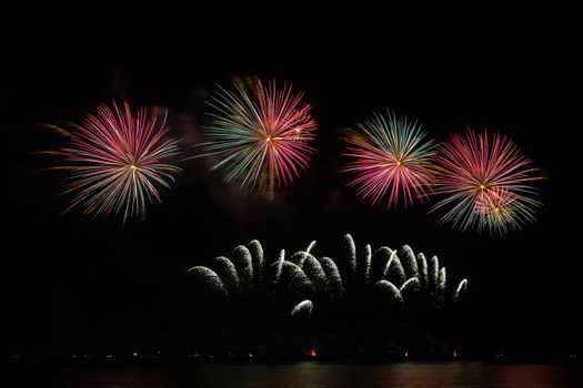 firework beautiful celebration festival colorful countdown merry christmas happy new year dark sky sparkle glowing cheerful anniversary