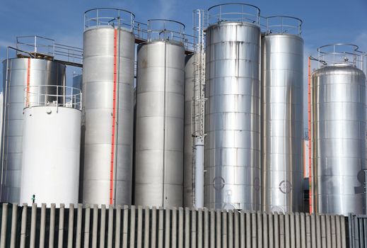 a Metallic silos of a chemical plant