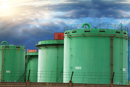 a Metallic silos of a chemical plant