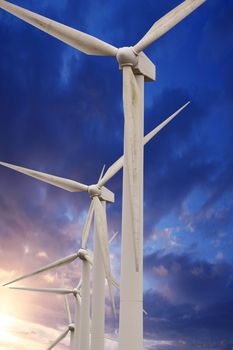 wind turbine on sunset background