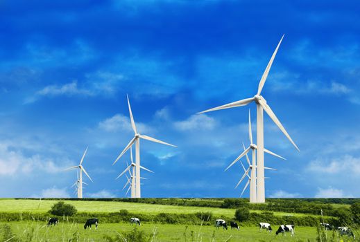 wind turbine on country background