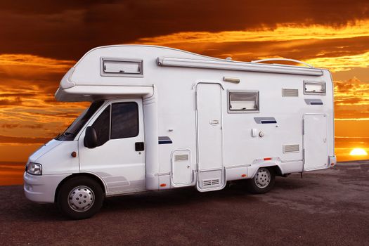 wonderful motorhome with fantastic sunset view