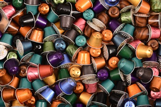 used coffee pods capsules background texture pattern