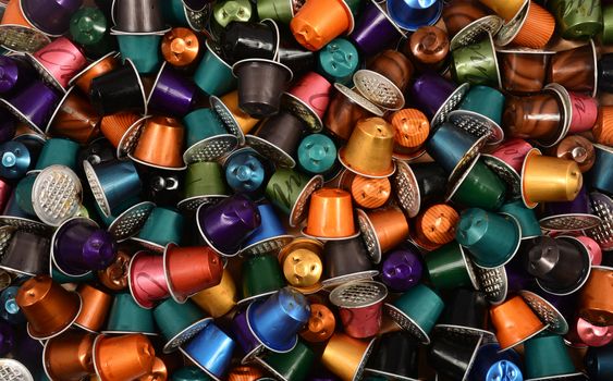 used coffee pods capsules background texture pattern