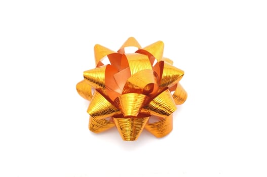 Orange lush bow isolated over white background 