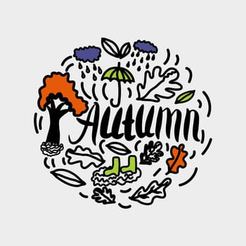 Autumn illustration, hand-drawn objects. 