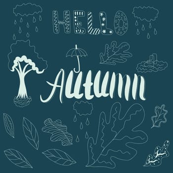 Autumn illustration, hand-drawn objects. 