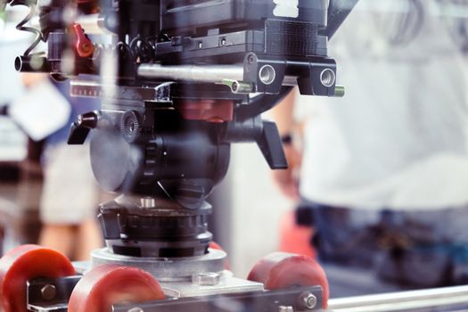 Film industry. Filming with professional camera background