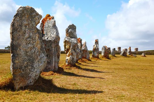 Megaliths prehistoric menhirs in French territory