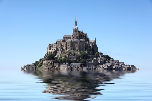 view of Mont Saint Michel abbey