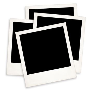 four Old Polaroid on white background