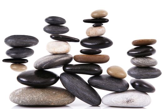 isolated stacked stones on white background