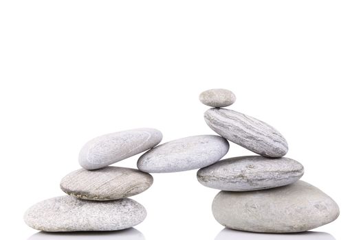 isolated stacked stones on white background