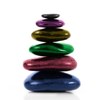 isolated stacked stones on white background