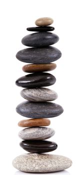 isolated stacked stones on white background