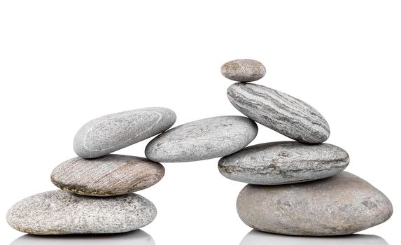 isolated stacked stones on white background