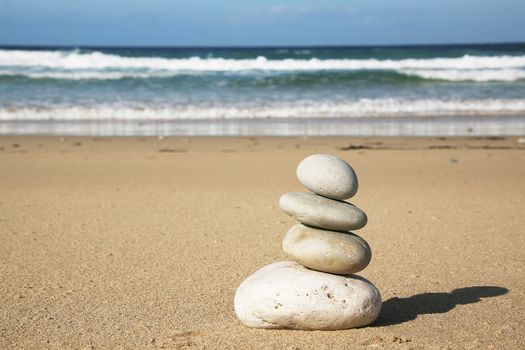 stacked stones on the beach
